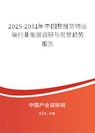 2025-2031年中國整批貨物運輸行業(yè)發(fā)展調(diào)研與前景趨勢報告
