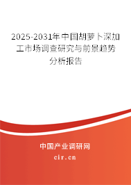 2025-2031年中國胡蘿卜深加工市場調查研究與前景趨勢分析報告 2025-2031年中國胡蘿卜深加工市場調查研究與前景趨勢分析報告
