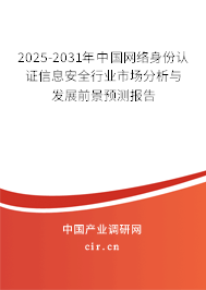 2025-2031年中國網(wǎng)絡(luò)身份認(rèn)證信息安全行業(yè)市場分析與發(fā)展前景預(yù)測報告