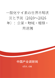 一酸化ケイ素の世界市場狀況と予測(2020~2026年):企業(yè)·地域·種類·用途別 一酸化ケイ素の世界市場狀況と予測(2020~2026年):企業(yè)·地域·種類·用途別