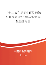 “十二五”期間中國洗面奶行業(yè)發(fā)展規(guī)劃分析及投資前景預(yù)測報(bào)告