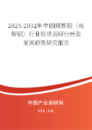 2025-2031年中國精煉銅（電解銅）行業(yè)現(xiàn)狀調研分析及發(fā)展趨勢研究報告