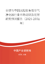 全球與中國太陽能車載空氣凈化器行業(yè)市場(chǎng)調(diào)研及前景趨勢(shì)預(yù)測(cè)報(bào)告（2025-2031年）