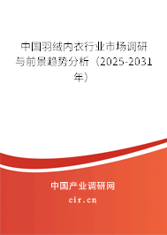 中國羽絨內(nèi)衣行業(yè)市場調(diào)研與前景趨勢分析(2025-2031年) 中國羽絨內(nèi)衣行業(yè)市場調(diào)研與前景趨勢分析(2025-2031年)