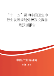 “十二五”期間中國衛(wèi)生巾行業(yè)發(fā)展規(guī)劃分析及投資前景預(yù)測報(bào)告