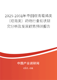 2025-2031年中國(guó)碳青霉烯類（培南類）藥物行業(yè)現(xiàn)狀研究分析及發(fā)展趨勢(shì)預(yù)測(cè)報(bào)告