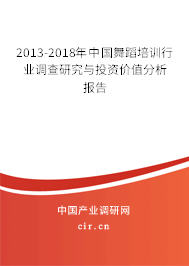 2013-2018年中國舞蹈培訓行業(yè)調查研究與投資價值分析報告