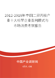 2012-2018年中國二異丙胺產(chǎn)業(yè)十大標(biāo)竿企業(yè)盈利模式與市場消費(fèi)考察報(bào)告 2012-2018年中國二異丙胺產(chǎn)業(yè)十大標(biāo)竿企業(yè)盈利模式與市場消費(fèi)考察報(bào)告