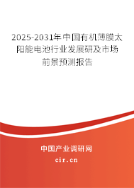 2025-2031年中國有機(jī)薄膜太陽能電池行業(yè)發(fā)展研及市場前景預(yù)測報(bào)告
