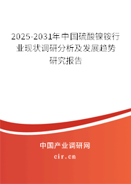 2025-2031年中國硫酸鎳銨行業(yè)現(xiàn)狀調(diào)研分析及發(fā)展趨勢研究報(bào)告