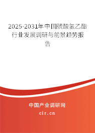 2025-2031年中國硫酸氫乙酯行業(yè)發(fā)展調(diào)研與前景趨勢報(bào)告 2025-2031年中國硫酸氫乙酯行業(yè)發(fā)展調(diào)研與前景趨勢報(bào)告