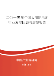 二〇一三年中國太陽能電池行業(yè)發(fā)展回顧與展望報(bào)告
