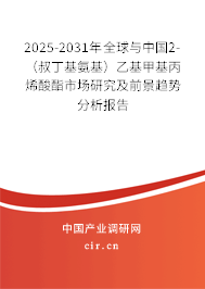 2025-2031年全球與中國2-(叔丁基氨基)乙基甲基丙烯酸酯市場研究及前景趨勢分析報告 2025-2031年全球與中國2-(叔丁基氨基)乙基甲基丙烯酸酯市場研究及前景趨勢分析報告