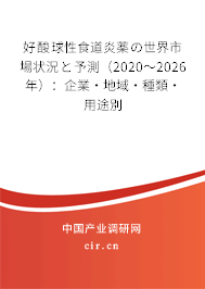 好酸球性食道炎薬の世界市場狀況と予測（2020～2026年）：企業(yè)·地域·種類·用途別