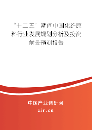 “十二五”期間中國化纖原料行業(yè)發(fā)展規(guī)劃分析及投資前景預(yù)測報告
