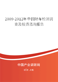 2009-2012年中國轎車檢測調(diào)查及投資咨詢報告