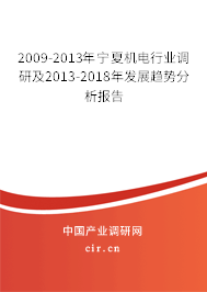 2009-2013年寧夏機電行業(yè)調(diào)研及2013-2018年發(fā)展趨勢分析報告