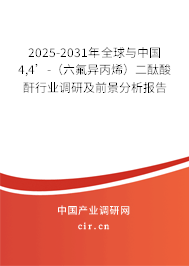 2025-2031年全球與中國(guó)4,4’-（六氟異丙烯）二酞酸酐行業(yè)調(diào)研及前景分析報(bào)告