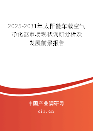 2025-2031年太陽能車載空氣凈化器市場(chǎng)現(xiàn)狀調(diào)研分析及發(fā)展前景報(bào)告