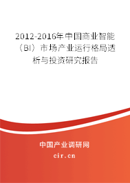2012-2016年中國商業(yè)智能(BI)市場產(chǎn)業(yè)運行格局透析與投資研究報告 2012-2016年中國商業(yè)智能(BI)市場產(chǎn)業(yè)運行格局透析與投資研究報告