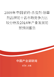 2009年中國農藥-殺蟲劑-除草劑品牌前十名市場競爭力比較分析及2014年產業(yè)發(fā)展前景預測報告