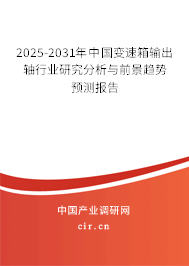 2025-2031年中國(guó)變速箱輸出軸行業(yè)研究分析與前景趨勢(shì)預(yù)測(cè)報(bào)告