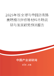 2025年版全球與中國瀝青路面坑槽冷拌修補(bǔ)材料市場調(diào)研與發(fā)展趨勢預(yù)測報告 2025年版全球與中國瀝青路面坑槽冷拌修補(bǔ)材料市場調(diào)研與發(fā)展趨勢預(yù)測報告