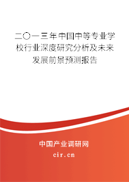 二〇一三年中國中等專業(yè)學校行業(yè)深度研究分析及未來發(fā)展前景預測報告