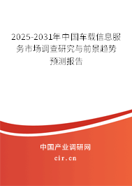 2025-2031年中國車載信息服務(wù)市場(chǎng)調(diào)查研究與前景趨勢(shì)預(yù)測(cè)報(bào)告