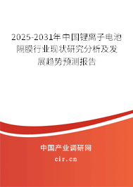 2025-2031年中國鋰離子電池隔膜行業(yè)現(xiàn)狀研究分析及發(fā)展趨勢預測報告 2025-2031年中國鋰離子電池隔膜行業(yè)現(xiàn)狀研究分析及發(fā)展趨勢預測報告
