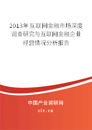 2013年互聯(lián)網(wǎng)金融市場(chǎng)深度調(diào)查研究與互聯(lián)網(wǎng)金融企業(yè)經(jīng)營(yíng)情況分析報(bào)告