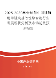 2025-2030年全球與中國(guó)建筑用甲硅烷基改性聚合物行業(yè)發(fā)展現(xiàn)狀分析及市場(chǎng)前景預(yù)測(cè)報(bào)告