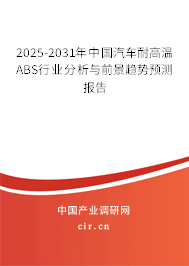 2025-2031年中國汽車耐高溫ABS行業(yè)分析與前景趨勢預(yù)測報告