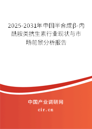 2025-2031年中國(guó)半合成β-內(nèi)酰胺類抗生素行業(yè)現(xiàn)狀與市場(chǎng)前景分析報(bào)告 2025-2031年中國(guó)半合成β-內(nèi)酰胺類抗生素行業(yè)現(xiàn)狀與市場(chǎng)前景分析報(bào)告