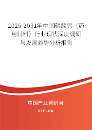 2025-2031年中國磷酸鈣（藥用輔料）行業(yè)現(xiàn)狀深度調(diào)研與發(fā)展趨勢分析報告