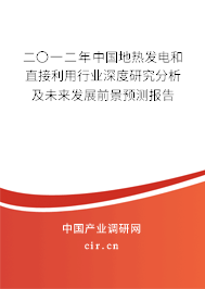 二〇一二年中國(guó)地?zé)岚l(fā)電和直接利用行業(yè)深度研究分析及未來(lái)發(fā)展前景預(yù)測(cè)報(bào)告 二〇一二年中國(guó)地?zé)岚l(fā)電和直接利用行業(yè)深度研究分析及未來(lái)發(fā)展前景預(yù)測(cè)報(bào)告