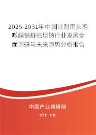 2025-2031年中國注射用頭孢哌酮鈉舒巴坦鈉行業(yè)發(fā)展全面調(diào)研與未來趨勢(shì)分析報(bào)告