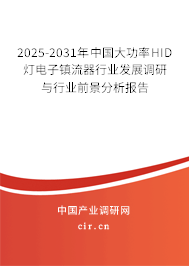 2025-2031年中國大功率HID燈電子鎮(zhèn)流器行業(yè)發(fā)展調(diào)研與行業(yè)前景分析報告