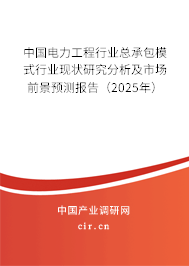 中國電力工程行業(yè)總承包模式行業(yè)現(xiàn)狀研究分析及市場前景預(yù)測報告（2025年）