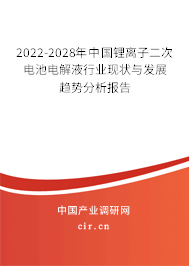 2022-2028年中國鋰離子二次電池電解液行業(yè)現(xiàn)狀與發(fā)展趨勢分析報告