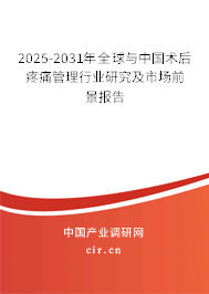 2025-2031年全球與中國(guó)術(shù)后疼痛管理行業(yè)研究及市場(chǎng)前景報(bào)告 2025-2031年全球與中國(guó)術(shù)后疼痛管理行業(yè)研究及市場(chǎng)前景報(bào)告