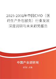 2025-2031年中國CMO（醫(yī)藥生產外包服務）行業(yè)發(fā)展深度調研與未來趨勢報告