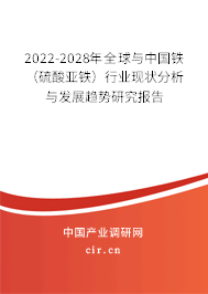 2022-2028年全球與中國鐵（硫酸亞鐵）行業(yè)現(xiàn)狀分析與發(fā)展趨勢研究報告