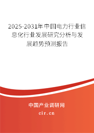 2025-2031年中國電力行業(yè)信息化行業(yè)發(fā)展研究分析與發(fā)展趨勢(shì)預(yù)測(cè)報(bào)告