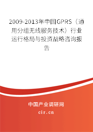 2009-2013年中國(guó)GPRS（通用分組無線服務(wù)技術(shù)）行業(yè)運(yùn)行格局與投資戰(zhàn)略咨詢報(bào)告