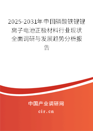 2025-2031年中國(guó)磷酸鐵鋰鋰離子電池正極材料行業(yè)現(xiàn)狀全面調(diào)研與發(fā)展趨勢(shì)分析報(bào)告