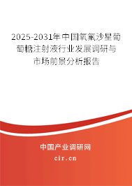 2025-2031年中國氧氟沙星葡萄糖注射液行業(yè)發(fā)展調(diào)研與市場前景分析報告