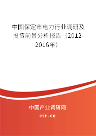 中國保定市電力行業(yè)調(diào)研及投資前景分析報告(2012-2016年) 中國保定市電力行業(yè)調(diào)研及投資前景分析報告(2012-2016年)